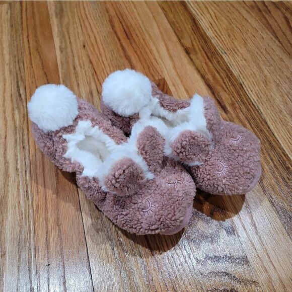 Custom Made Bunny Rabbit Ear Sherpa Lined Slip On Slippers Elastic - Picture 3 of 7